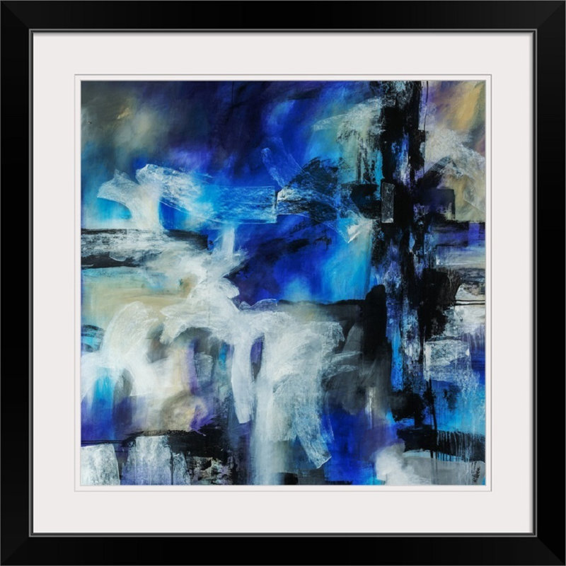 Peinture Mallon «Azure Dreams», Cadre noir, H 20" x l 20" x P 1"