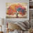 Maple Tree Colourful Abstraction - Tree Maple Wood Art On Natural Pine Wood-741160230