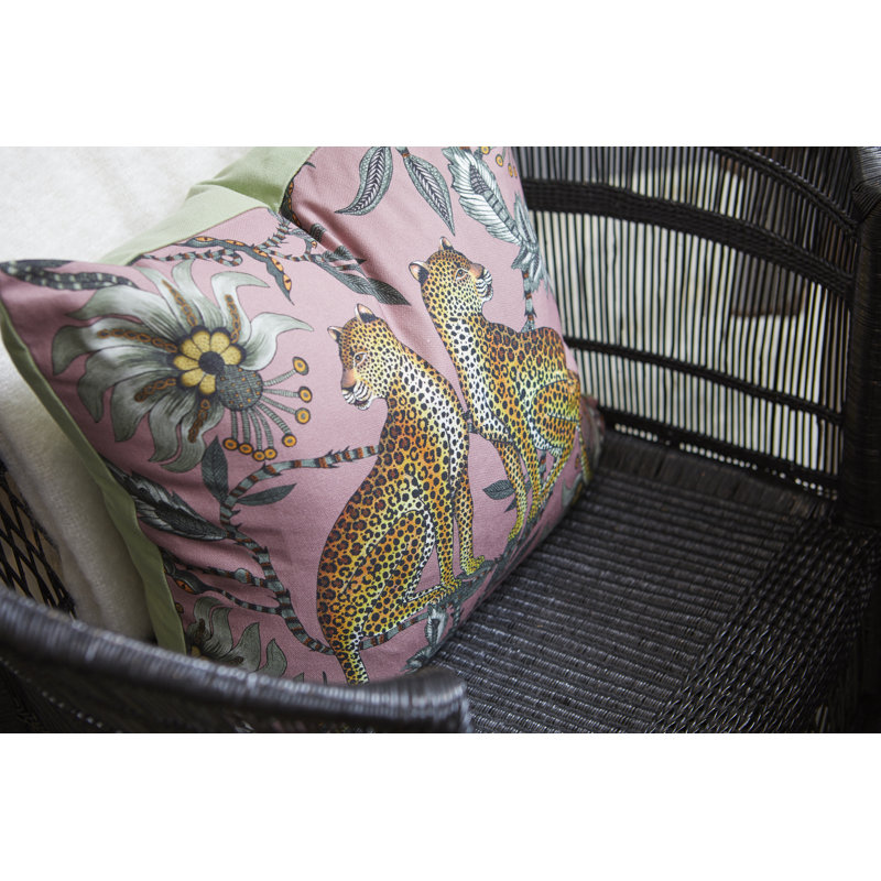 Ardmore 'Lovebird Leopards' Silk Pillow, Tanzanite