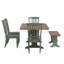 Ensemble de salle à manger Marcotte 78 po en bois massif fini chêne avec chaises à dossier à fuseaux - 6 pièces, table à piètement noir antique, chaises et banc à piètement en sauge antique-1518945074-1518945075