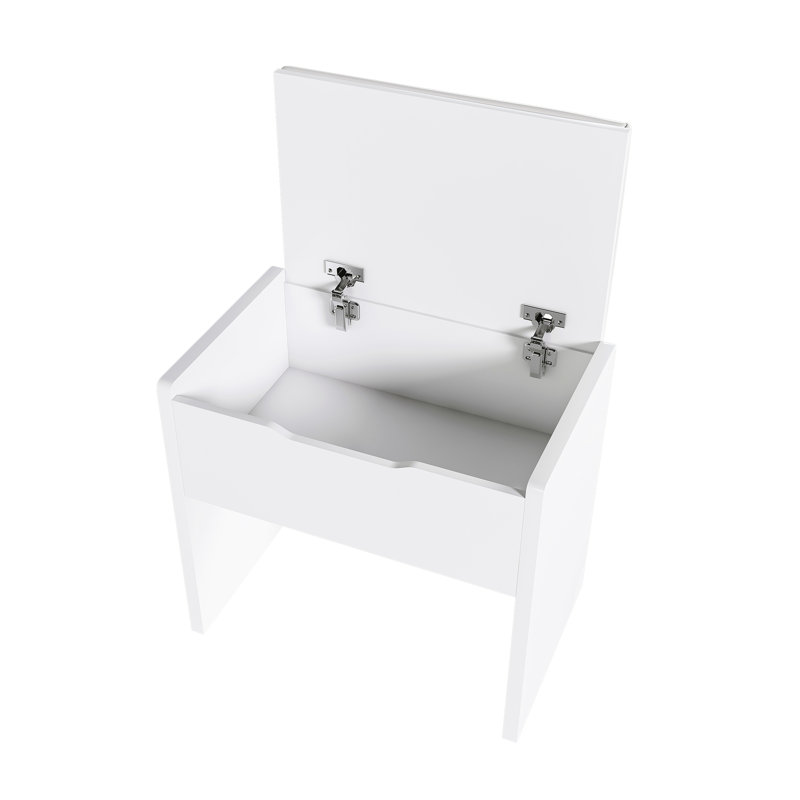 Makeup Table With Professional Led Mirror, Power Outlet, 3 Drawers, 7 Shelves And Storage Stool - White, Expandable Countertop, Build Smart Storage, Adjustable Lighting, Modern Design