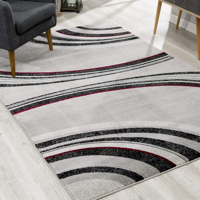 Tapis gris à motif abstrait Dillup-Jones, Rectangle 3 pi 9 po x 5 pi