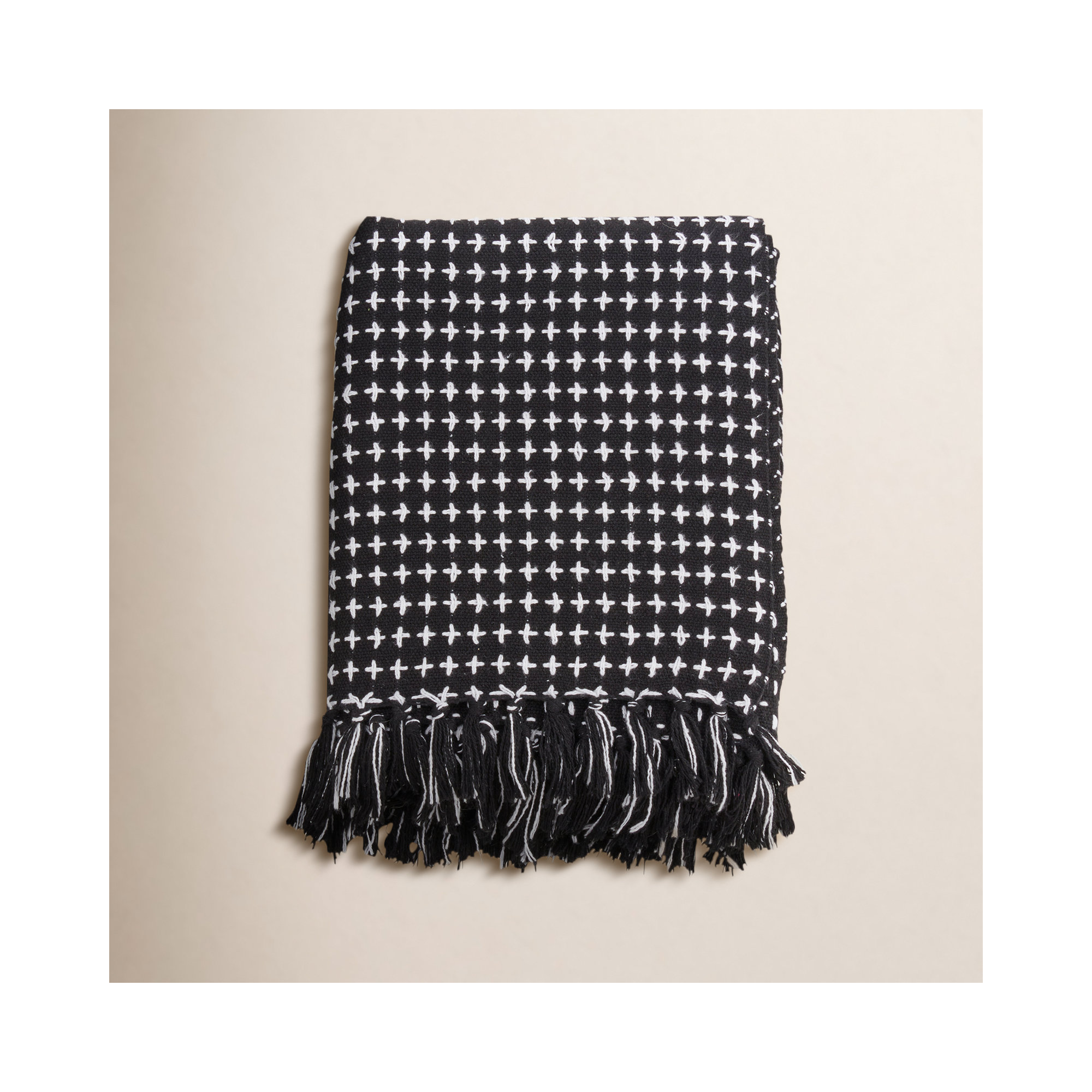 Fairdale Cotton Hand Woven Throw Blanket, Black