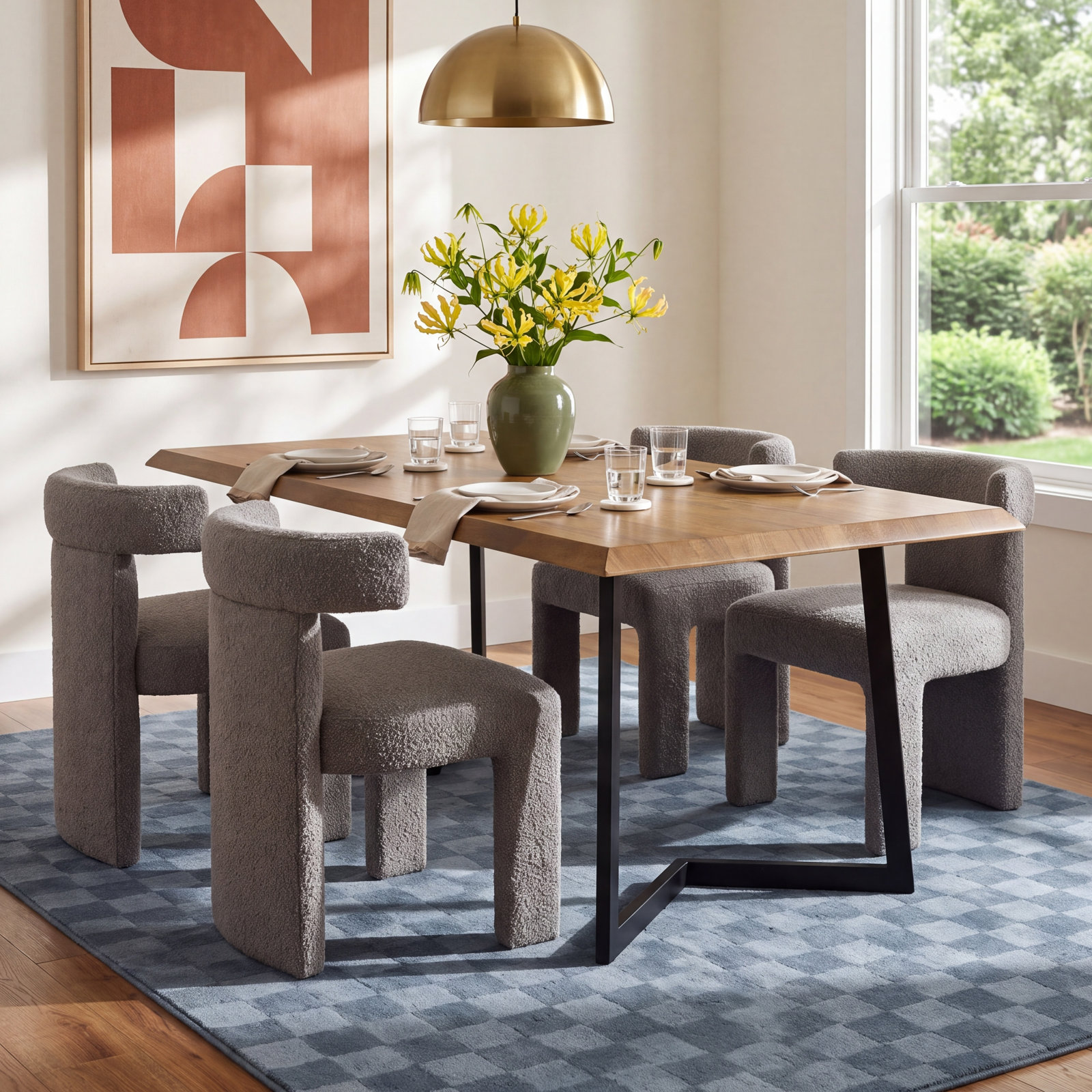 Hylan 72" Mango Dining Table, Light Brown/Black