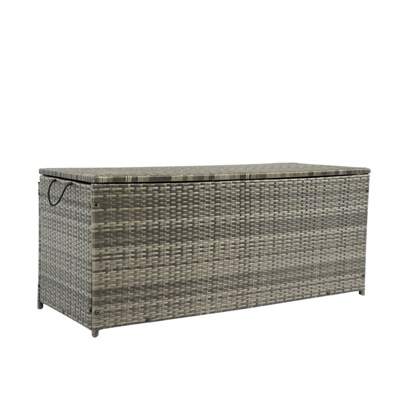 Boîte de rangement extérieure pour terrasse - gris 113 gallons. Avec couvercle. Doublure imperméable amovible, cadre rouille. Idéal pour le patio, la piscine, le jardin. Bac à patio Avec intérieur léger et imperméable. Utilisation