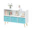 Armoire de rangement pliable pour enfants avec bibliothèque et jouets pliable, blanc / bleu