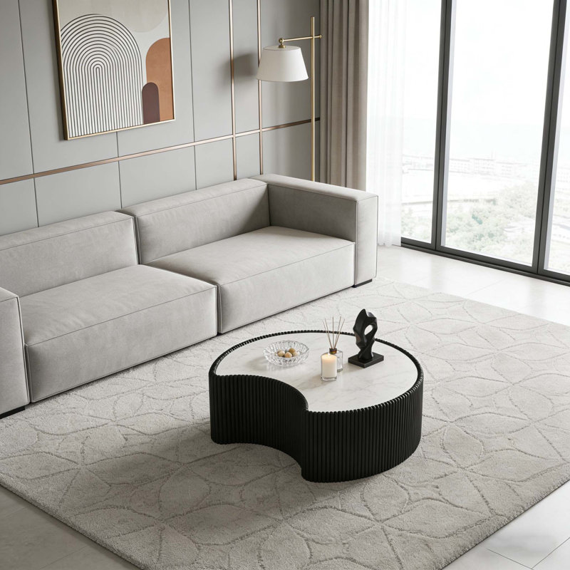 Table basse en cuir fritté clair, Noir