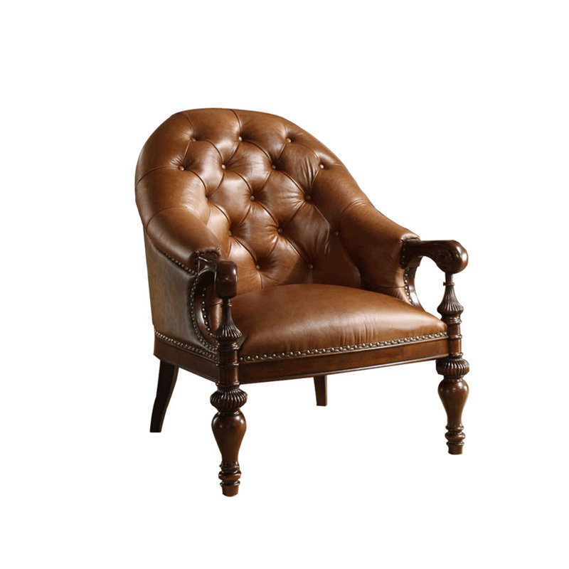 Chaise de réception simple American Luxury, Similicuir brun