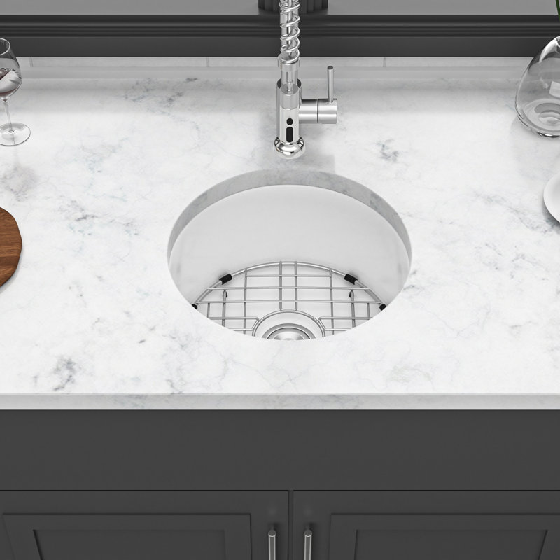 18" Ceramic Sink - Single Bowl, Dual Mount Choices, To Scratches And Chipping, White With Drain Bottom Grid For Long-term Performance Installation, Chipping