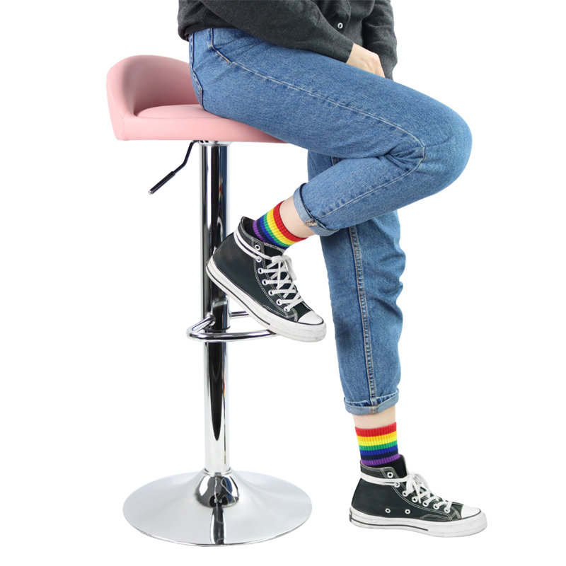 Tabouret de bar rotatif à hauteur ajustable Temelec, Rose