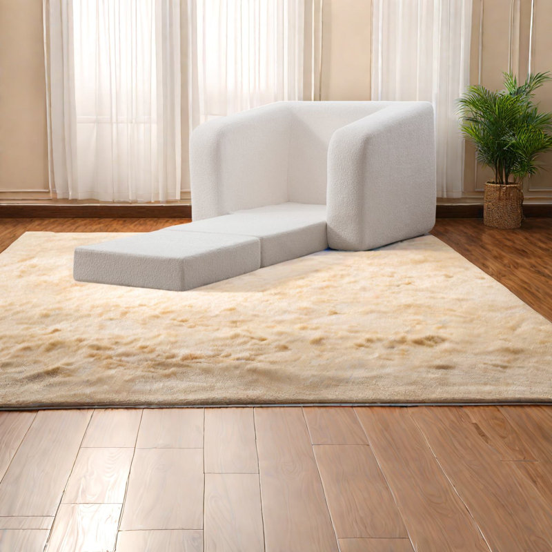 Compact Multifunctional Sofa Bed, Chenille Ivory Accent For Any Space