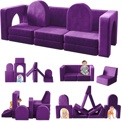 Chesterle Kids and Toddler Play Couch, Convertible Folding Sofa,12 in 1 Multifunctional Modular Kids Sofa for Playing, Creativing, Sleeping