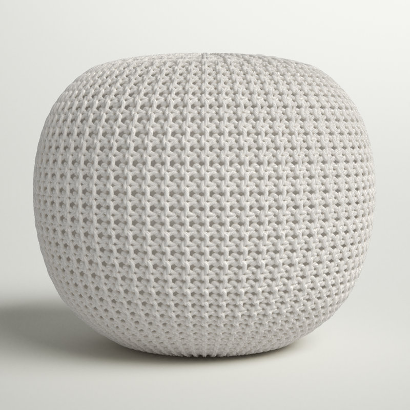 Bramble Upholstered Pouf, Ivory