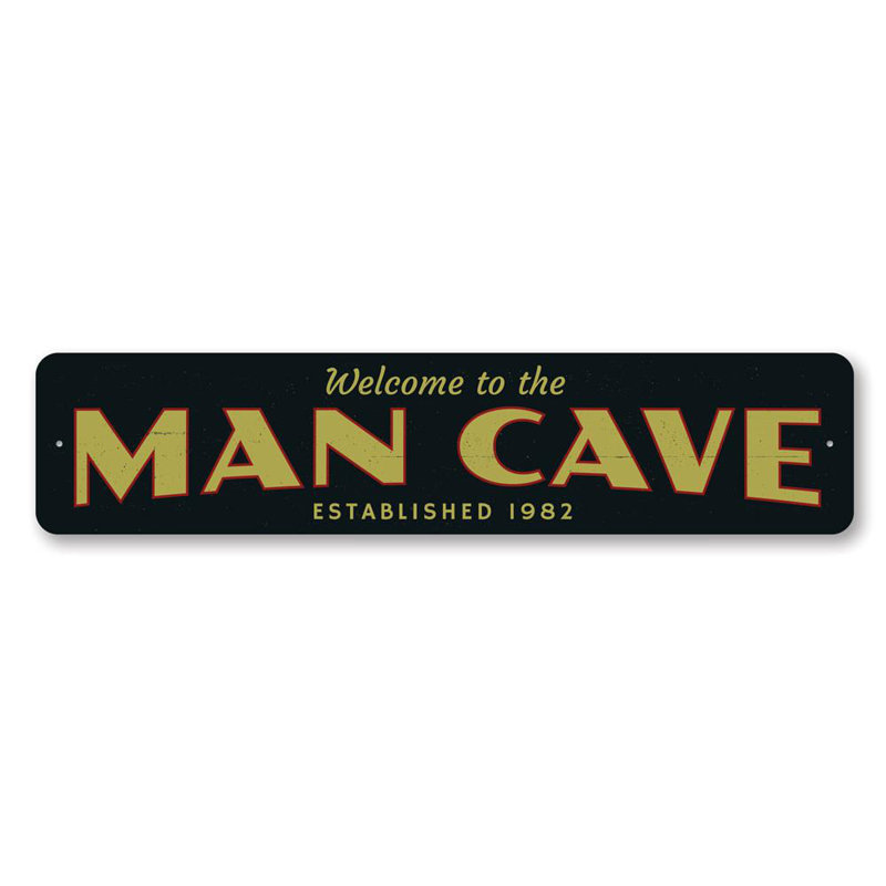 Plaque «Man Cave» en aluminium, H 4 po x l 18 po x P 0,04 po