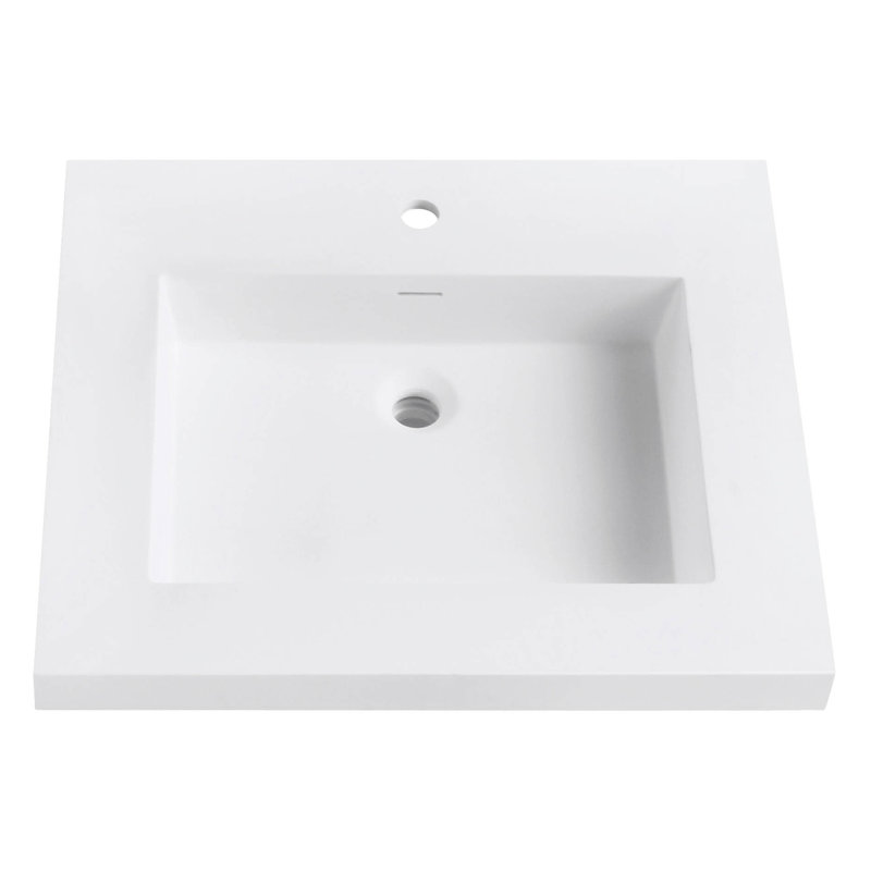 VersaStone 25" Matte White Acrylic Vanity Top with Integrated Sink