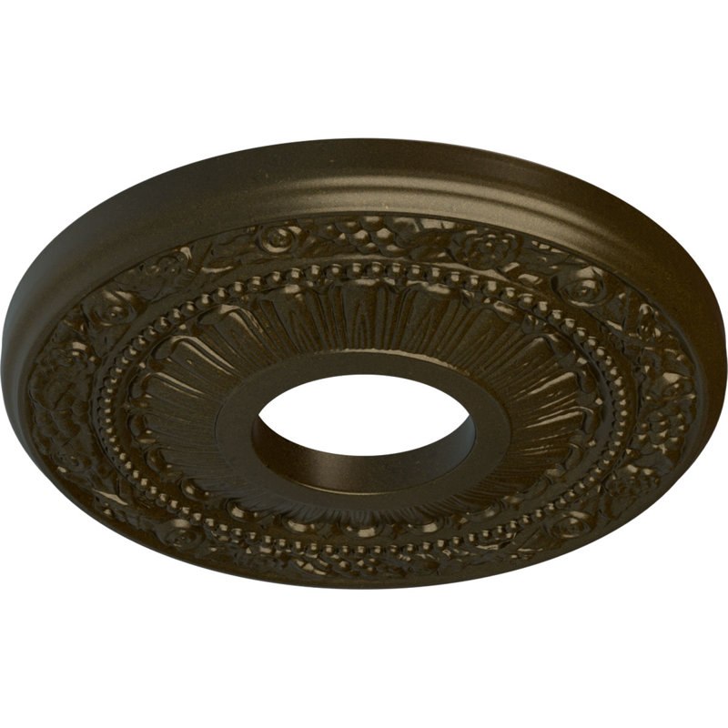 Médaillon de plafond Endurathane Nadia, DE 12 1/8 po x P 3 5/8 po x P 7/8 po (convient aux auvents jusqu'à 4 7/8 po), fini or vert peint à la main