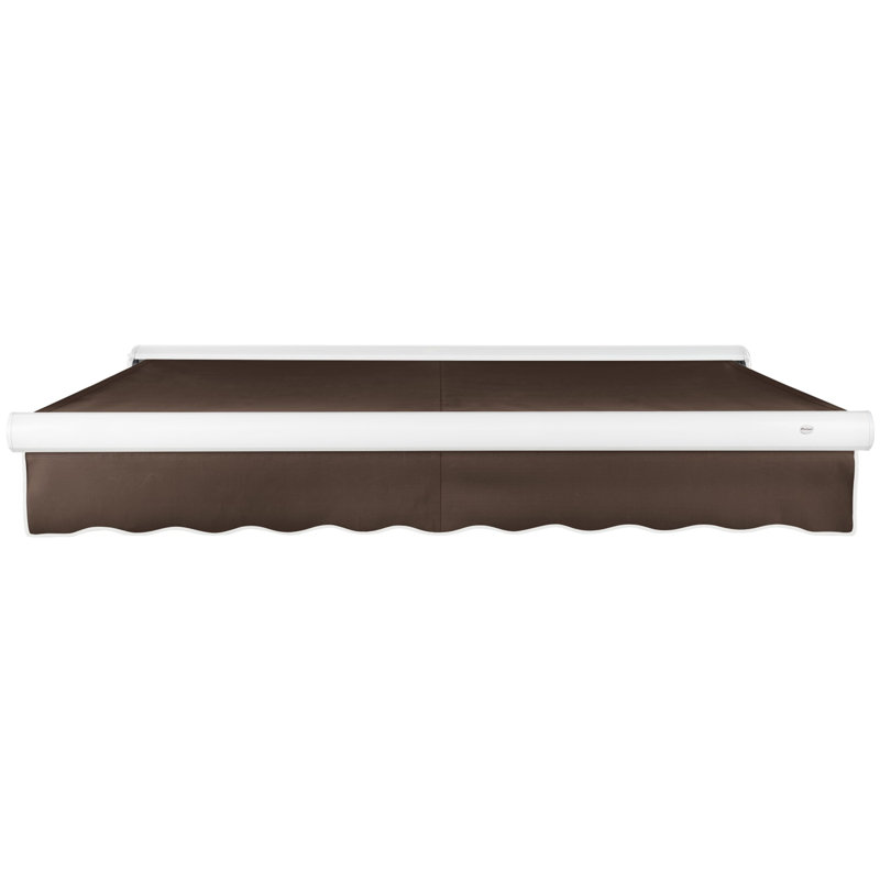 Awntech Key West Patio Retractable Awning with Cassette, 8" W × 6.5" D, Brown, Right Side