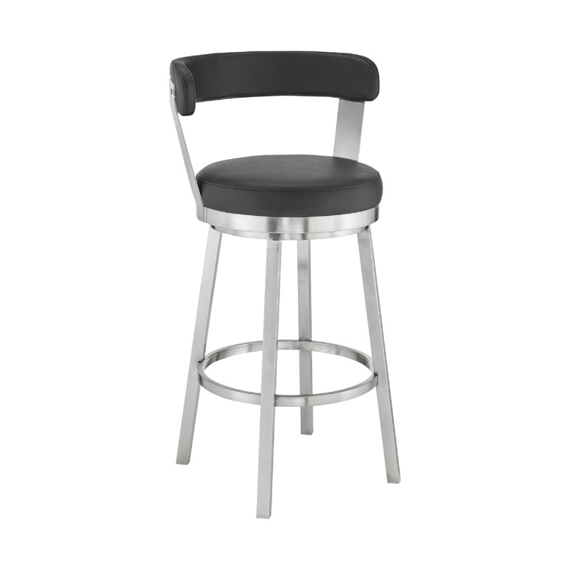 Chedo Swivel Metal Counter Bar Stool, Counter Stool (26" Seat Height), Black, Black
