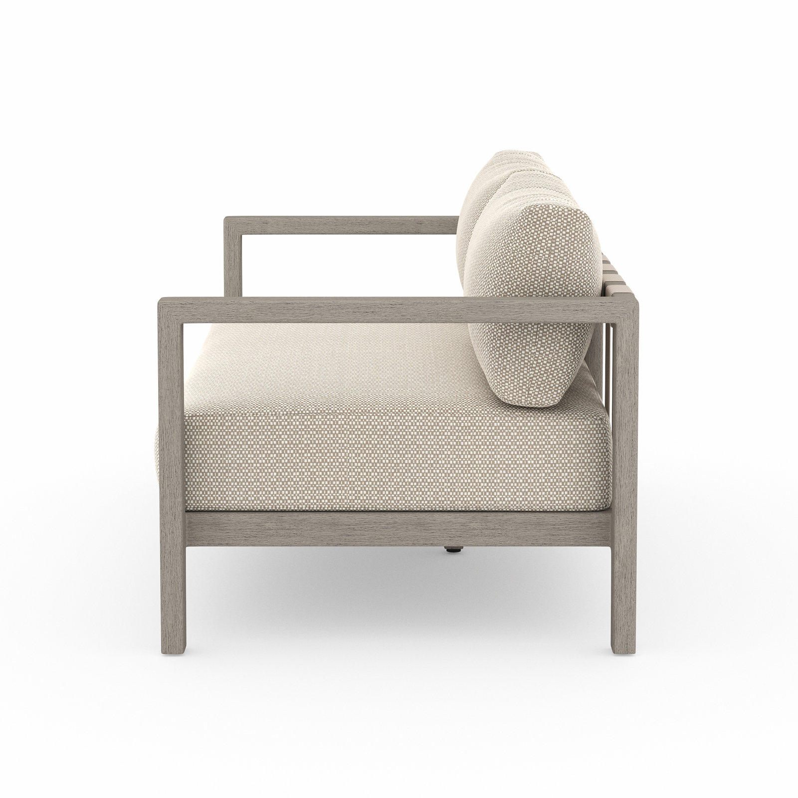 Cavani 59.75'' Wide Teak Loveseat with Cushions, Faye Sand, Weathered Gray