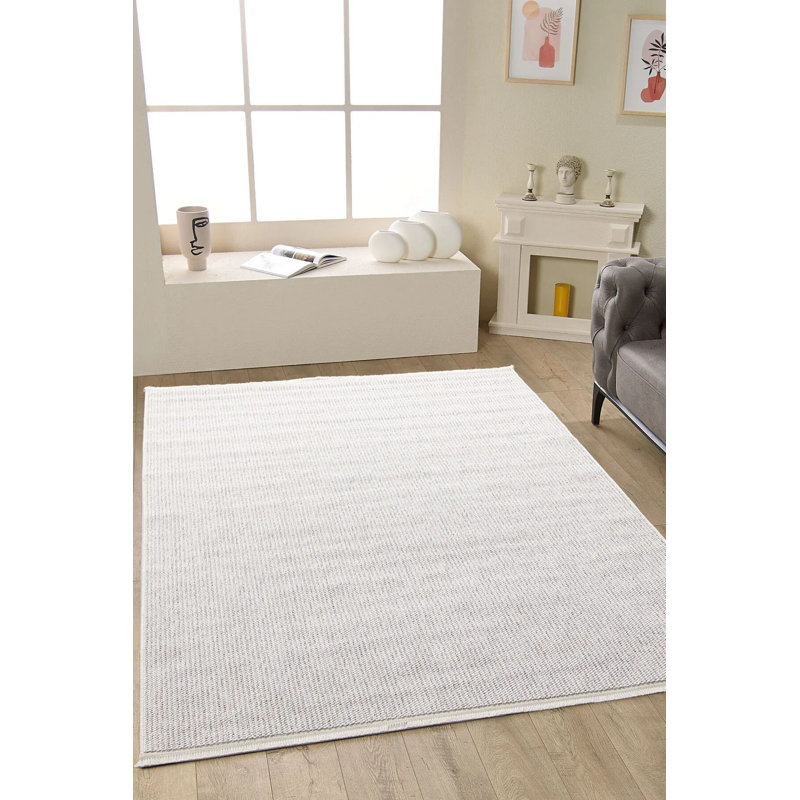 High-Quality Beige Area Rug, 4.0 x 5.0 Feet | 100% Polypropylene, 1600 gr/m² | 0.3-Inch Pile Height, Machine Woven, Non-Slip Dot Underside, Antibacterial | Perfect for Living Room & Bedroom Décor