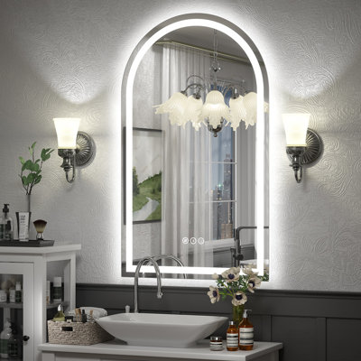 Wayfair Basics® UL Certified LED Anti-Fog Tempered Glass Arch Bathroom/Vanity Mirror 