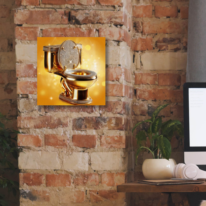 «The Throne - Gold and Diamonds toilettes» par Rey Klimt, art mural sur toile, H 12 po x l 12 po