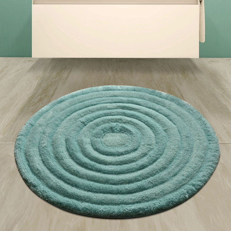 Non-Slip Acrylic Bathmat, Mint Color, 35.4 in Diameter | 100% Acrylic, 1.2 in Pile Height, Antibacterial, Machine Washable | Soft & Durable Design for Bathroom Safety and Comfort