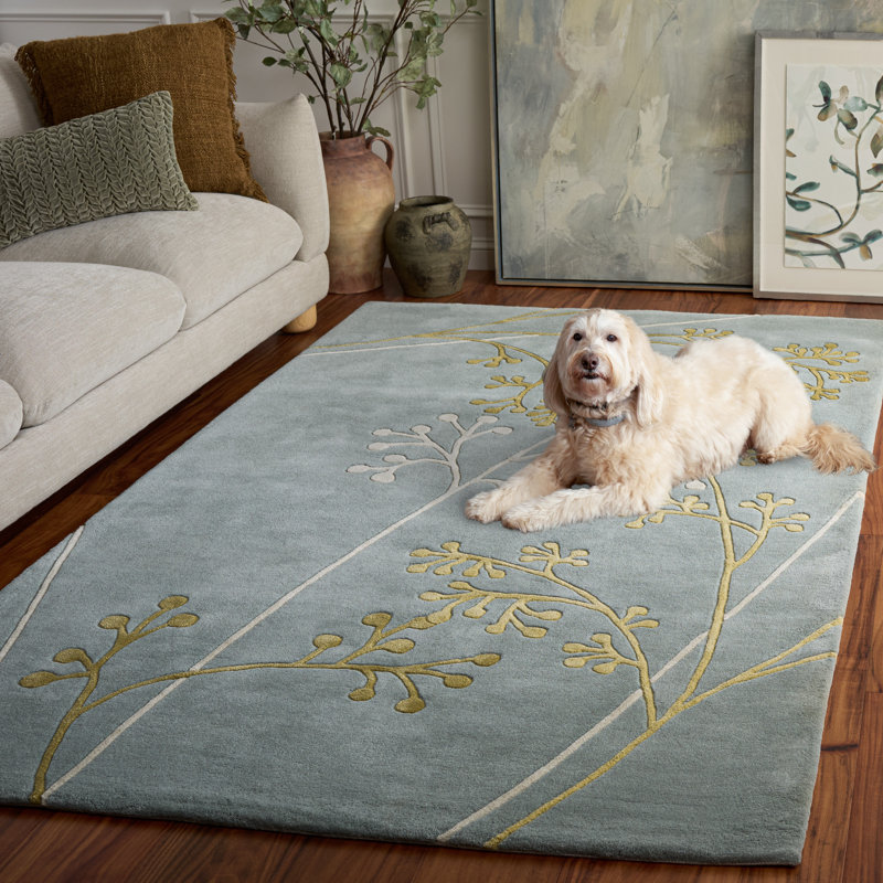 Tapis floral en laine touffeté à la main Avayah, Rectangle 2 pi x 3 pi