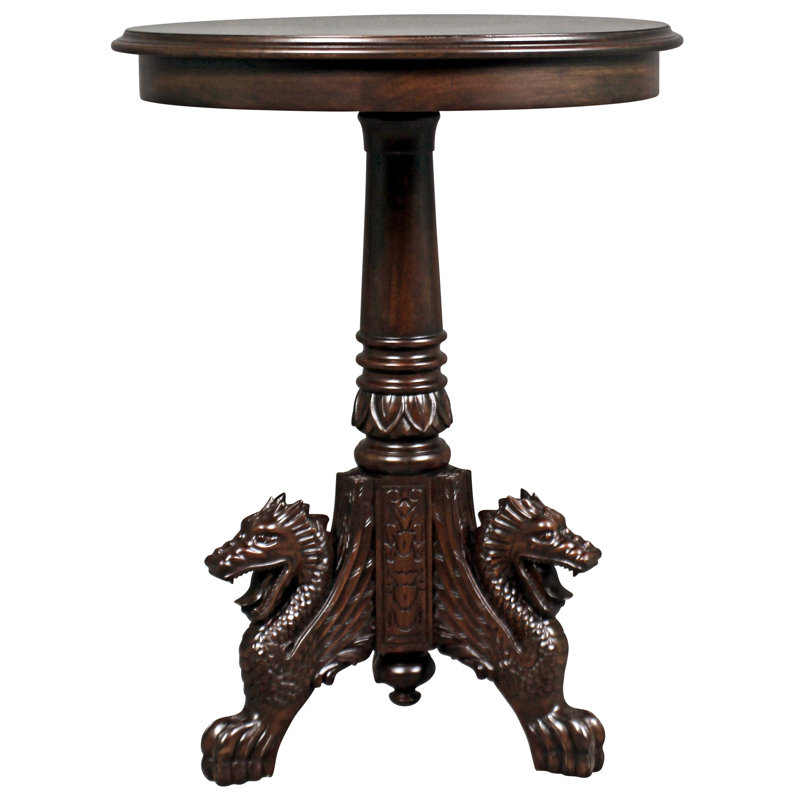 Heraldic Dragon Pedestal End Table
