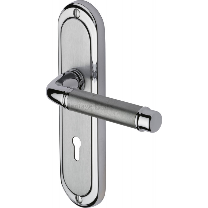 Heritage Brass Door Handle Lever Lock Saturn Long Design, Apollo