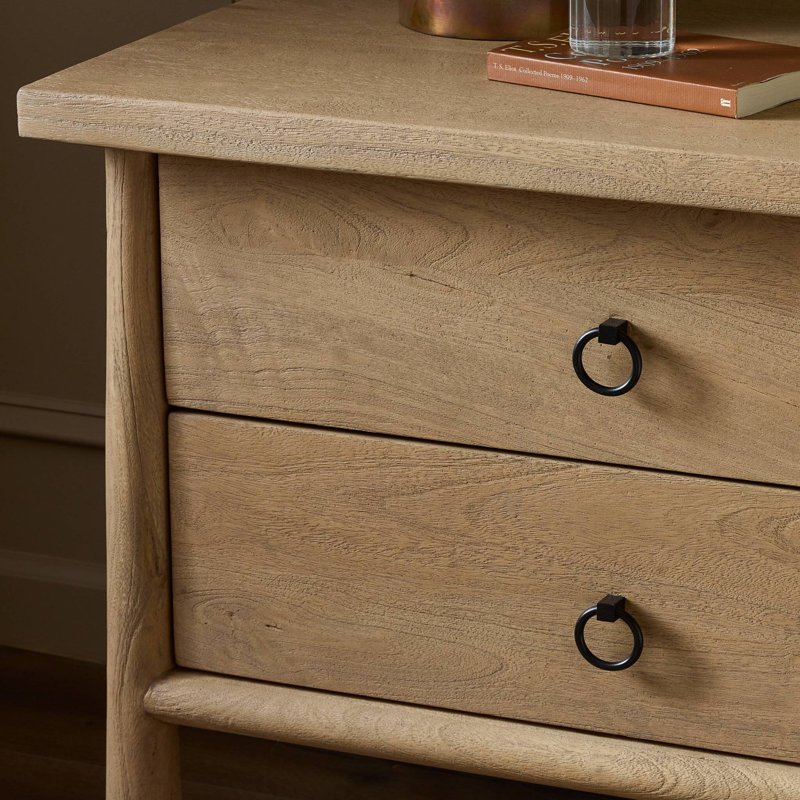 Freddie 2 - Drawer Solid Wood Nightstand, Caramel Mango