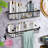 Set Of 2 Floating Shelves Wall Mounted Storage Shelves With Black Metal Frame And Towel Rack Hook For Bathroom, Bedroom, Living Room, Kitchen, Office
