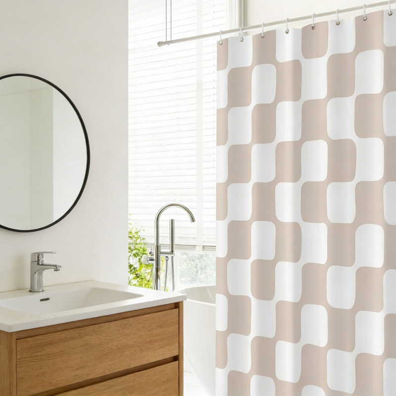 Ensemble de rideau de douche Retro, Beige