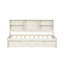 Structure de lit de jour simple blanc crème avec buffet, tiroirs et station de charge intégrée, rangement latéral, moyeu-1953802606