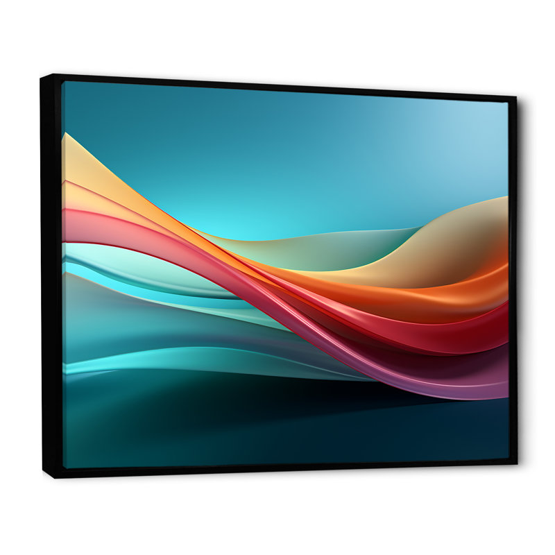 «Rainbow Colors Symphony III», reproduction d'art sur toile, Cadre flottant noir, 12" H x 20" W