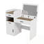 Coiffeuse de maquillage avec miroir rabattable, 3 tiroirs et armoire