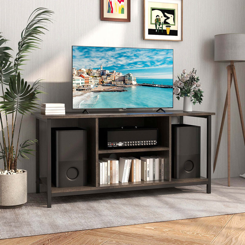 Meuble télé avec prise de courant USB et console de télévision à 3 niveaux avec port Type-c