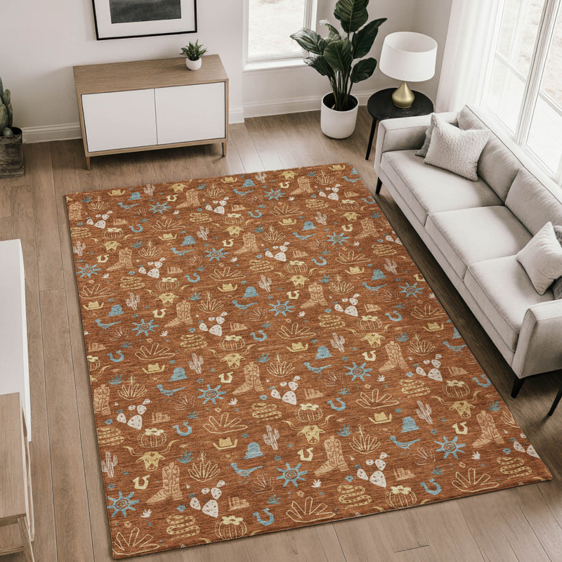 Tapis de qualité supérieure lavable à la machine Villers, Paprika, 5 pi x 7 pi 6 po