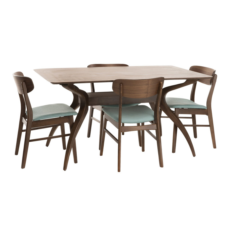 Ensemble repas pour 4 personnes Arbel, Noyer naturel, Menthe, H 30 po x L 59 po x l 35 po