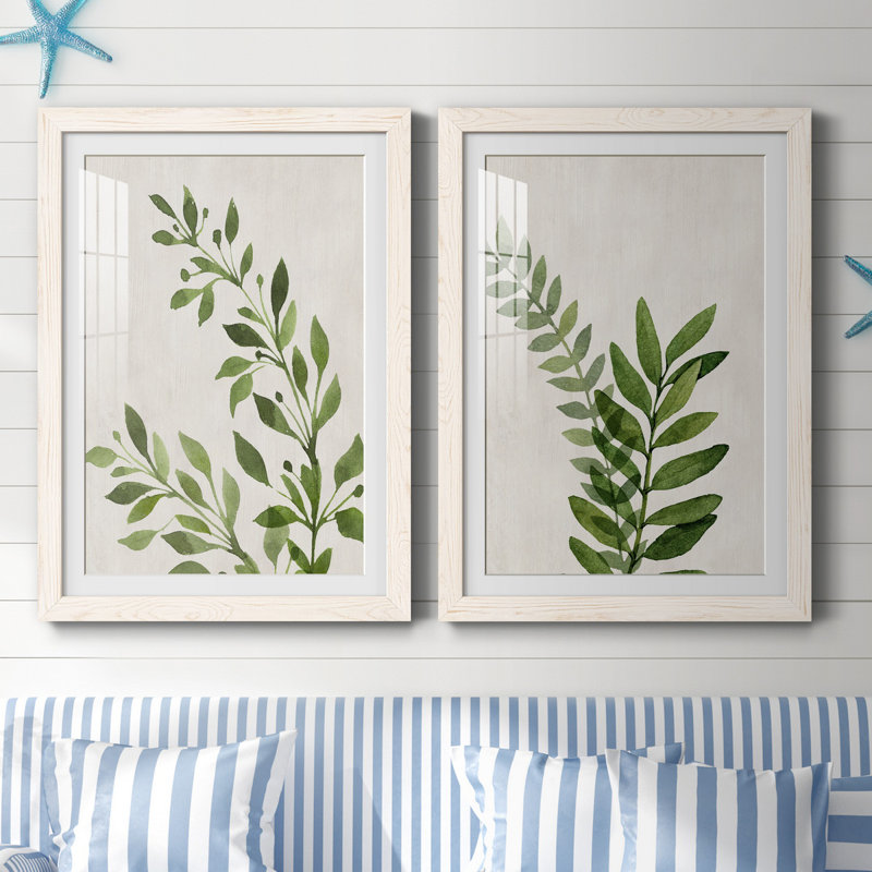 Botanical Wash I - reproduction d'art sur papier, H 44 po x l 31 po x P 1 po, Papier encadré blanc, Blanc