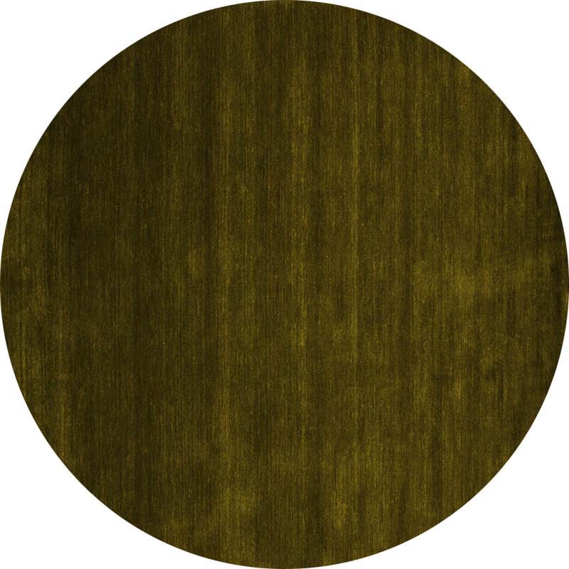 Tapis contemporains jaunes lavables à la machine 57, Rond 5 pi