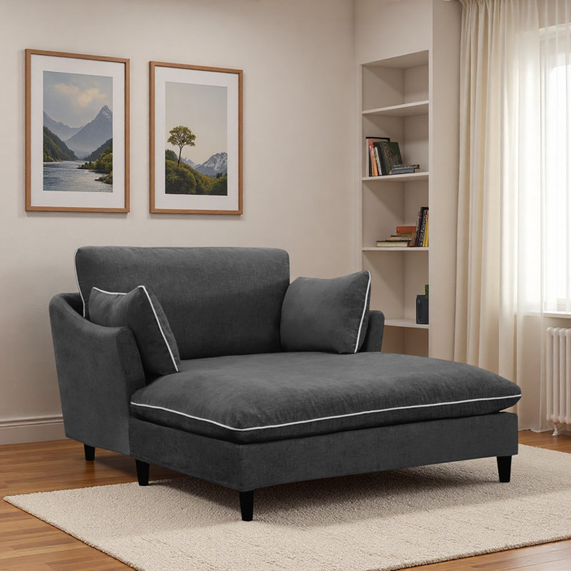 Chaise longue moderne avec coussins, Noir