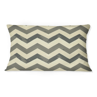 Coussin lombaire moderne gris et beige à chevrons modernes