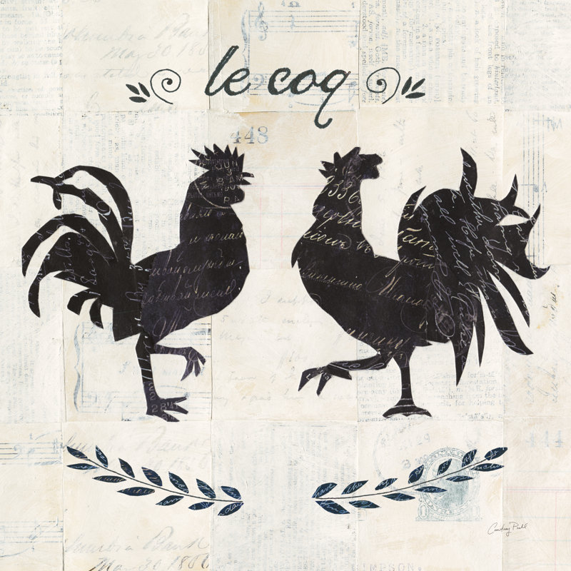 Le Coq Silhouette Sq Words by Courtney Prahl - Wrapped Canvas Print, 51cm H x 51cm W