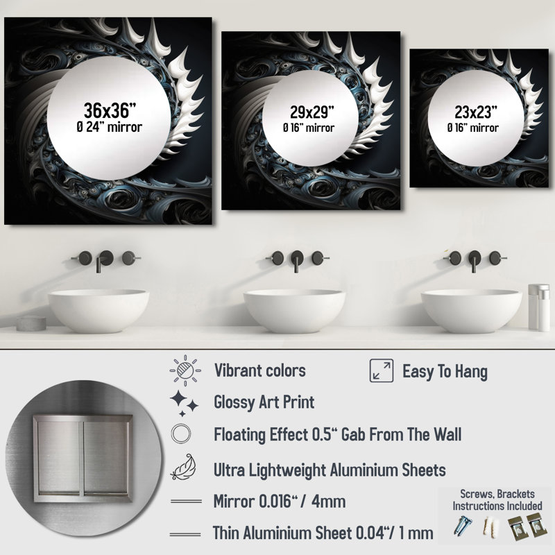 Louisius - Miroir mural moderne décoratif pour chambre à coucher, 29 po x 29 po