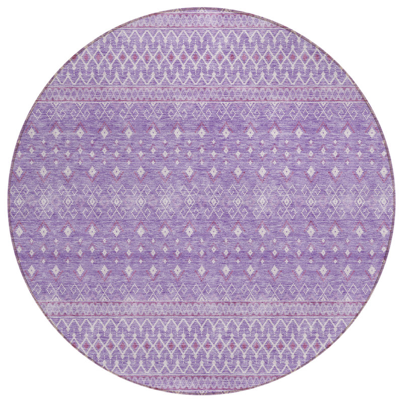 Tapis rond lavable et mauve 8 po