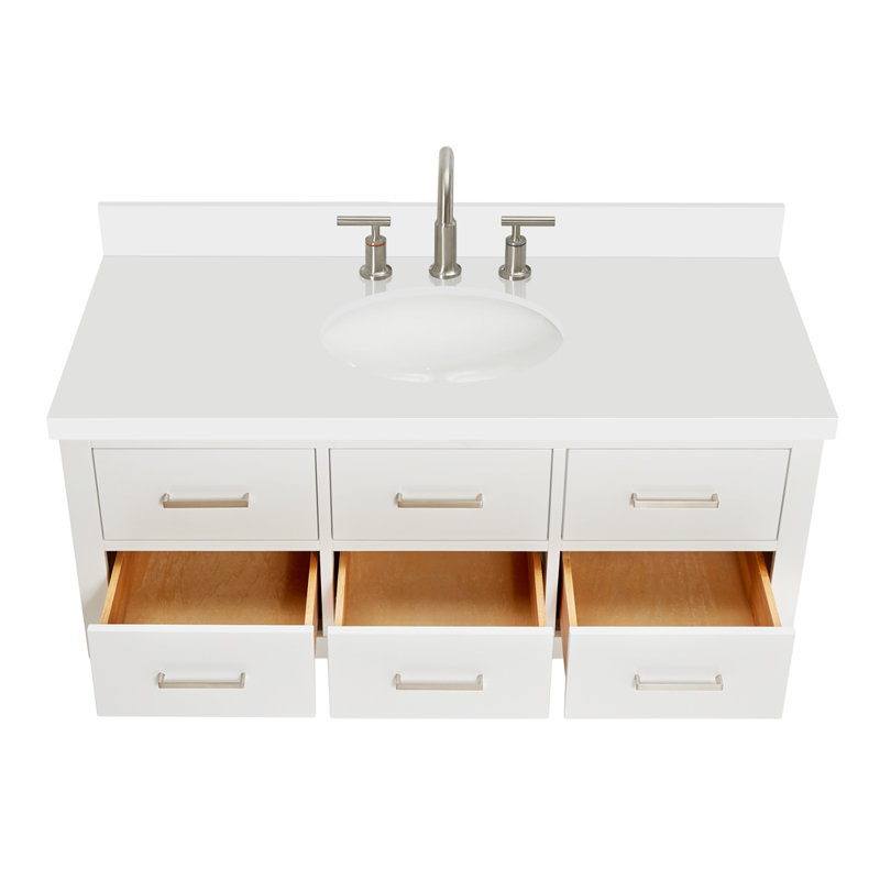 Ensemble de meuble-lavabo mural simple 49 po Macmullin, Blanc, Nickel brossé
