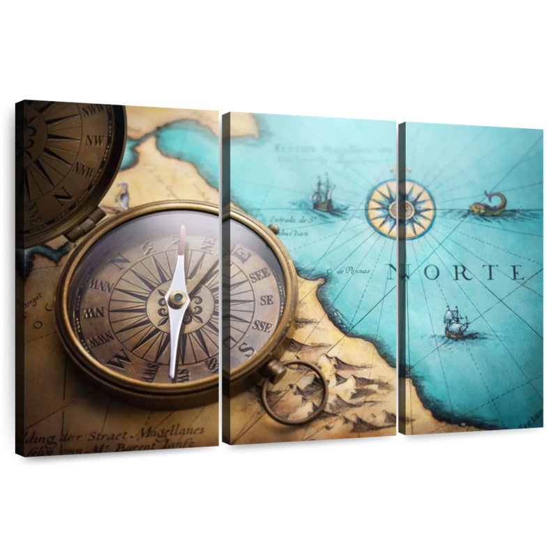 Antique style compass Aletra, H 32 po x l 50 po