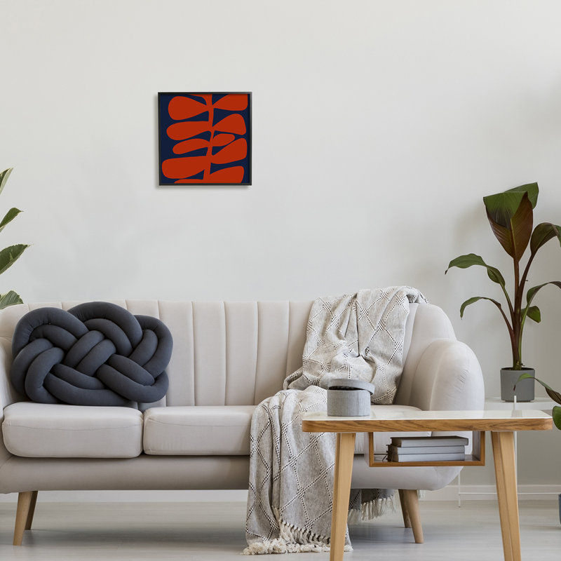 Fermeture contemporaine de feuille de plante, Giclée encadrée noir minuit, H 12 po x l 12 po x P 1,5 po