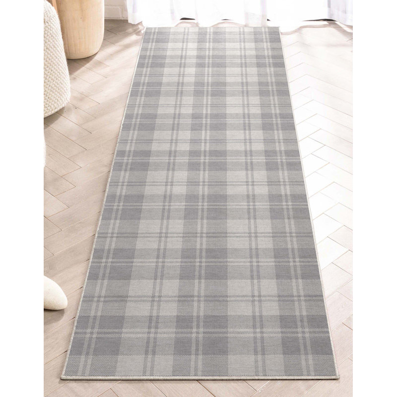 Tapis gris clair à tissage plat Kehr, Tapis de couloir 2 pi x 5 pi